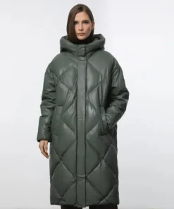 Olive Green Puffer Jacket For Womens