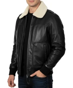 A2 Aviator Leather Jacket With Shearling Fur Collar