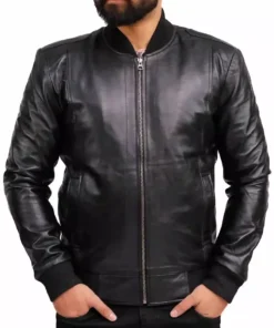Men’s Black Bomber Leather Jacket