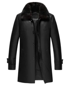 Black Faux Fur And Leather Coat