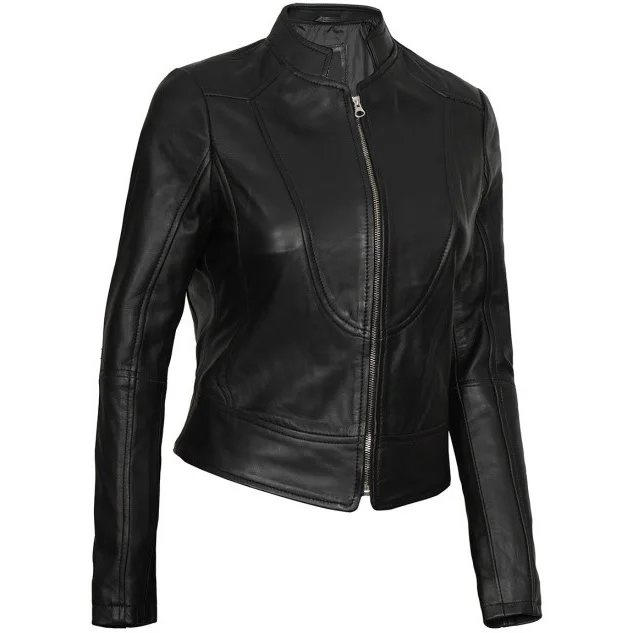 Black Leather Jacket For Women - Image 6