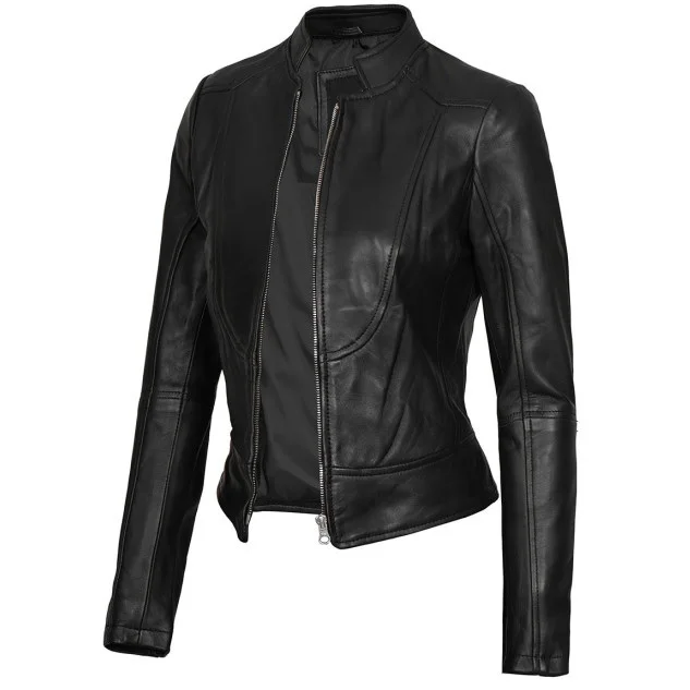 Black Leather Jacket For Women - Image 5