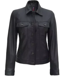 Black Leather Trucker Jacket