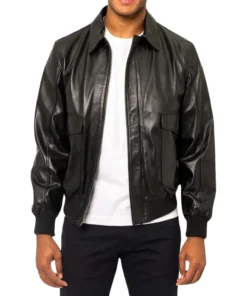 Black Leather Bomber Jackets For Men