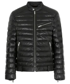 Black Shiny Puffer Jacket For Men