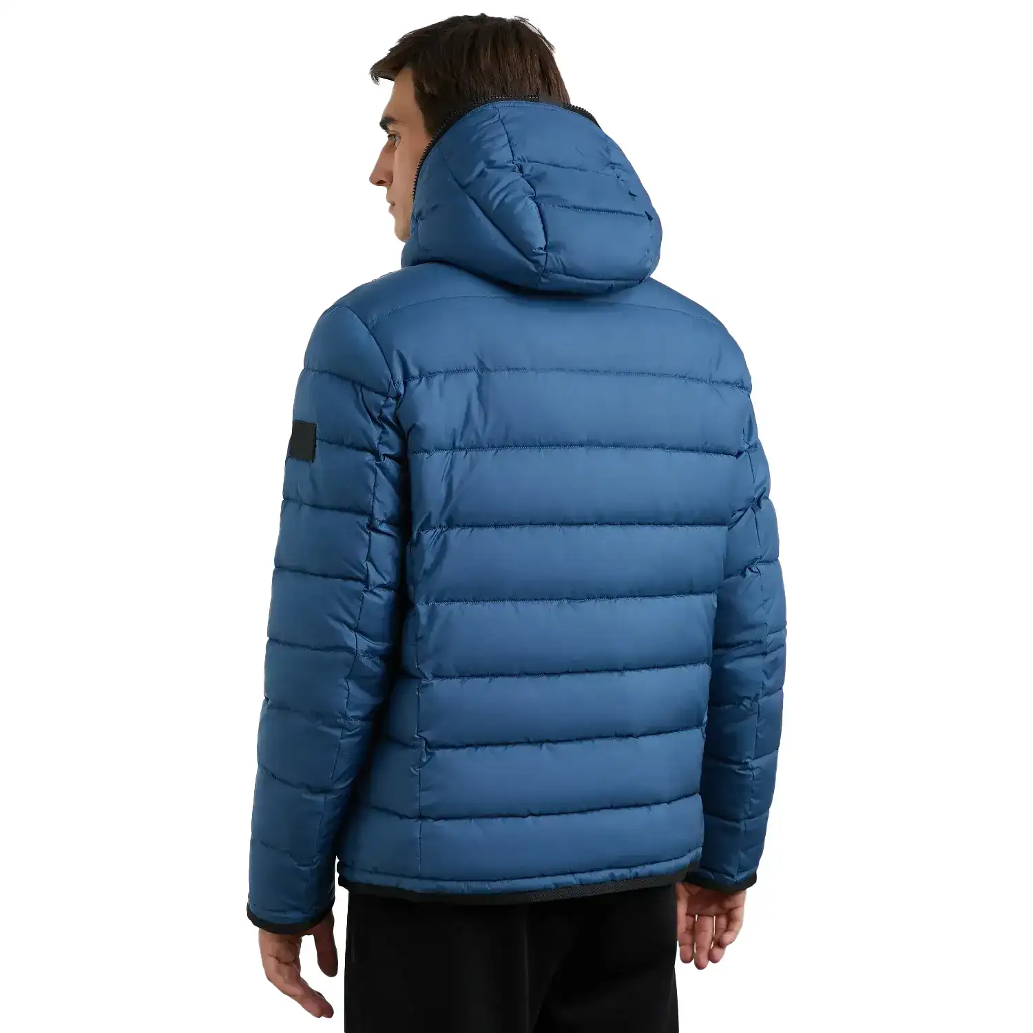 Blue Puffer Jacket With Hood For Mens - Image 2