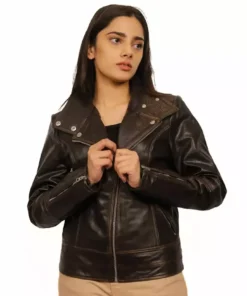 Brown Biker Jacket Womens