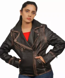 Brown Distressed Leather Jacket
