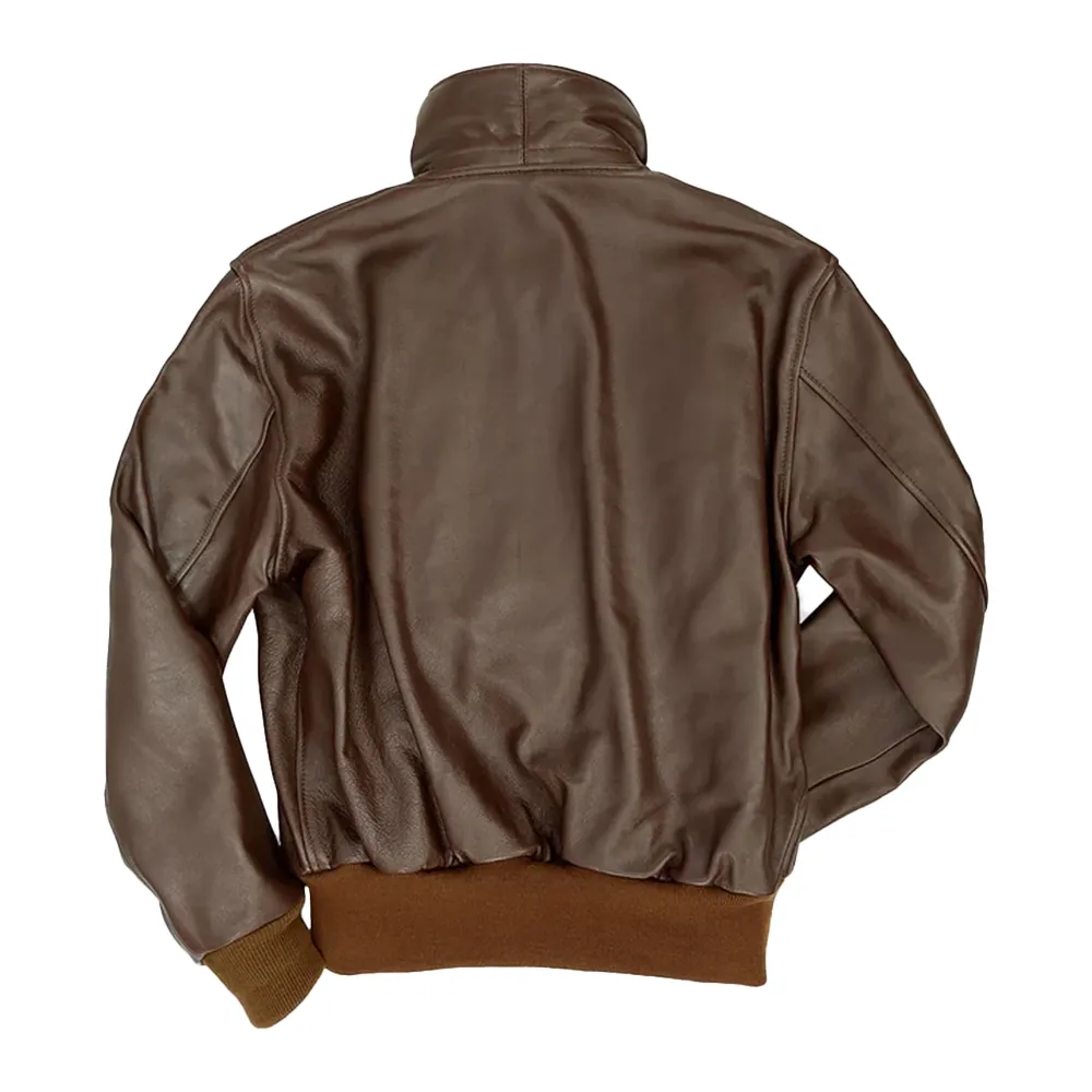Brown Leather Aviator Jacket For Mens - Image 2