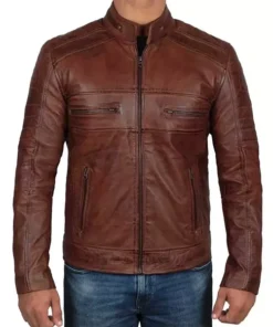 Brown Leather Biker Jacket