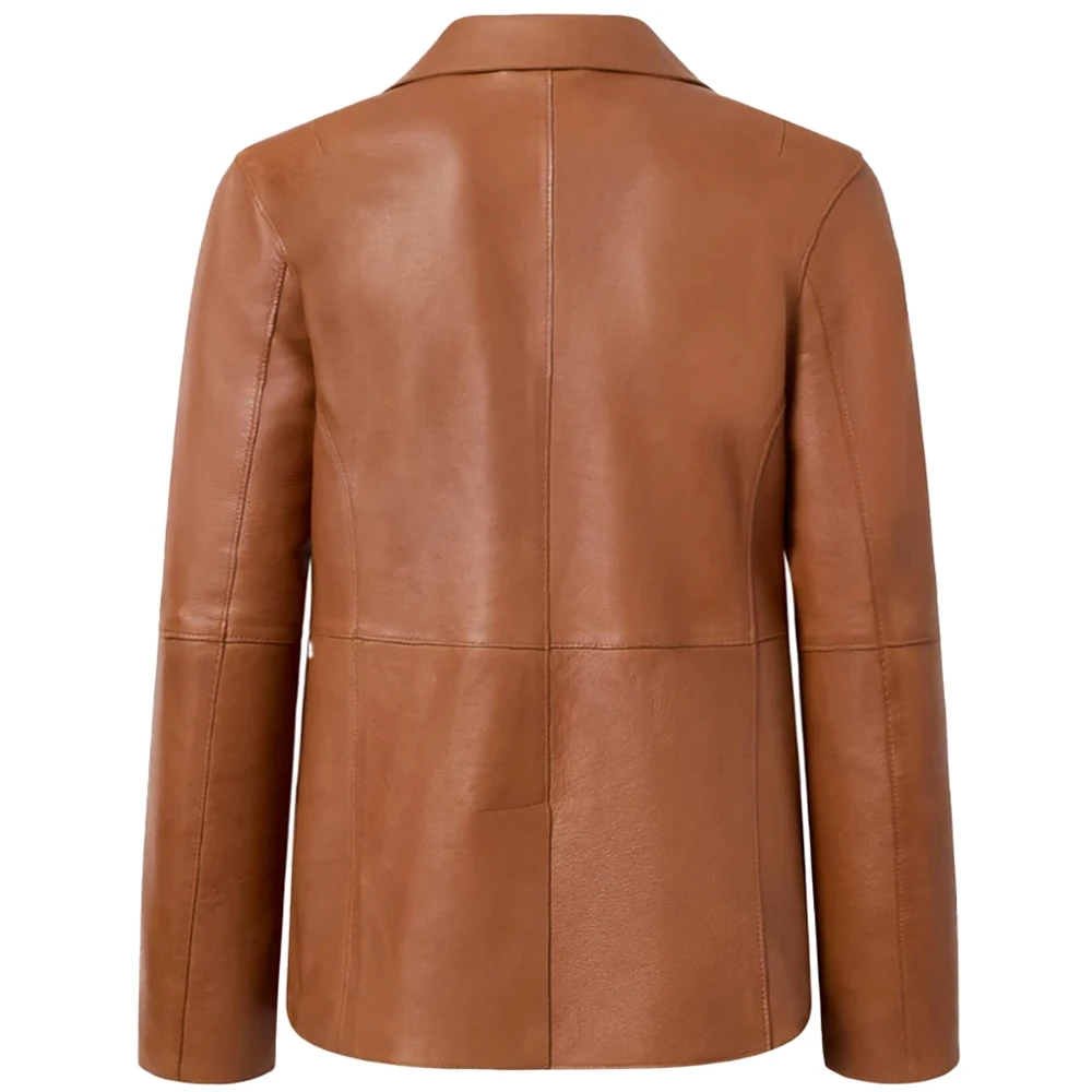 Brown Leather Blazer For Ladies - Image 2