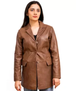 Brown Leather Coat Womens