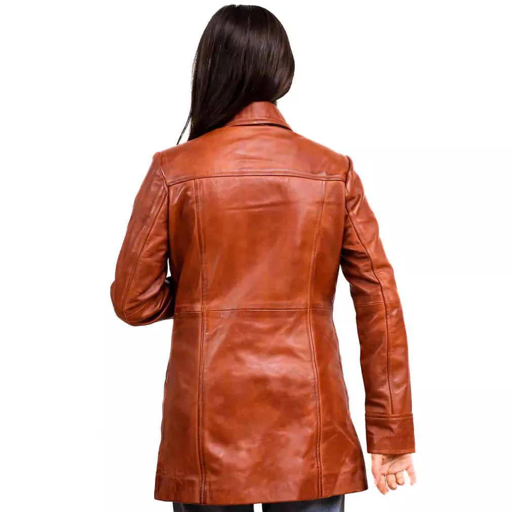 Brown Leather Coats Ladies - Image 2