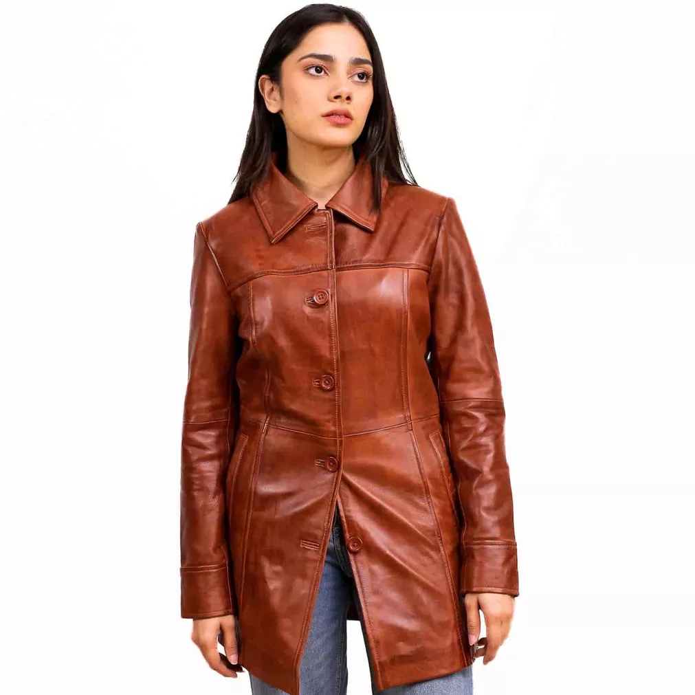 Brown Leather Coats Ladies