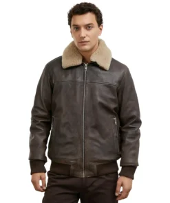 Men's Brown Suede Leather Aviator Jacket