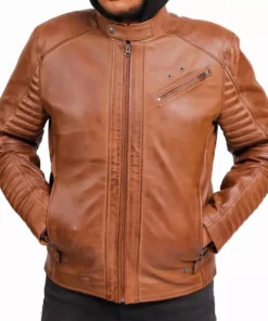 Brown Leather Jacket With Hood