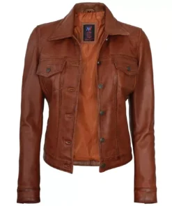 Brown Leather Trucker Jacket