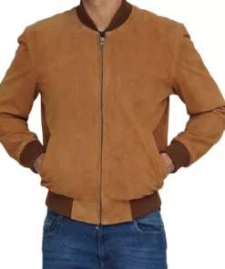 Men's Brown Suede Bomber Jacket