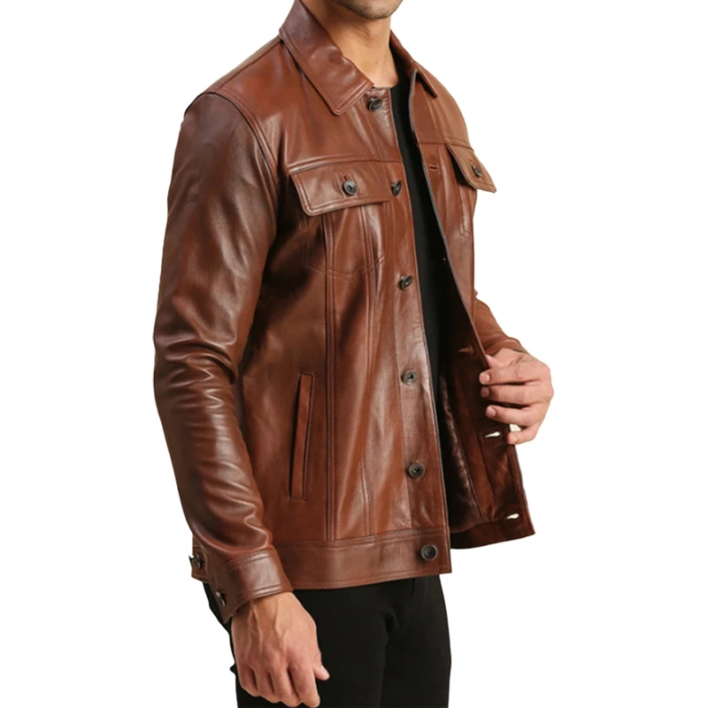 Brown Trucker Jacket For Mens - Image 4
