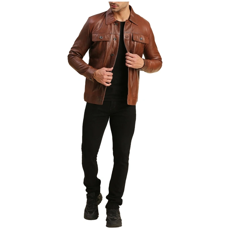 Brown Trucker Jacket For Mens - Image 6
