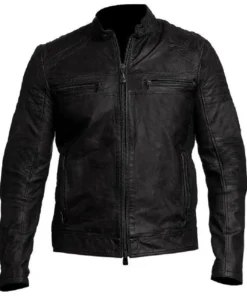 Men's Cafe Racer Black Leather Jacket