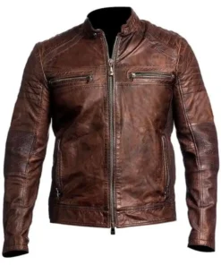 Cafe Racer Vintage Brown Leather Jacket