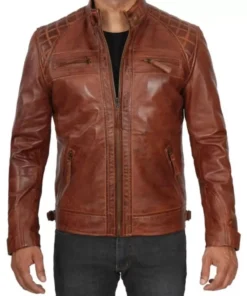 Distressed Brown Leather Jacket