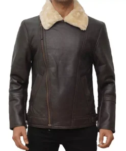 Leather Biker Jacket With Fur Collar Mens