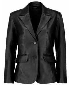 Black Leather Blazer For Women