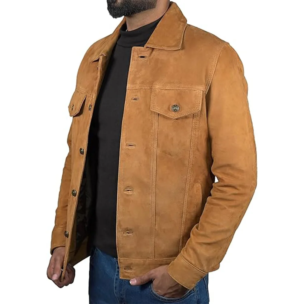 Logan Cowboy Trucker Suede Leather Jacket - Image 2