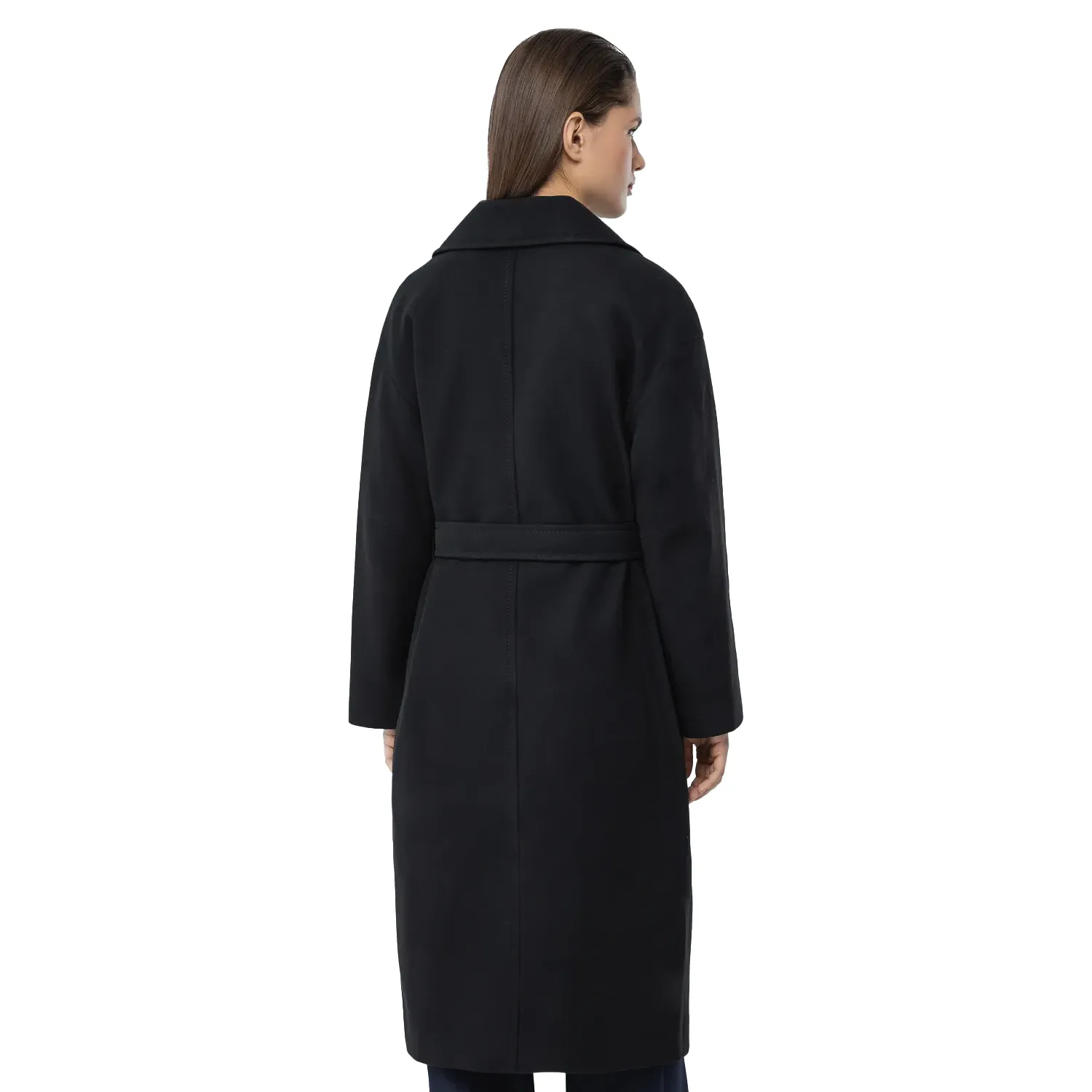 Womens Double Breasted Belted Long Coat - Image 2