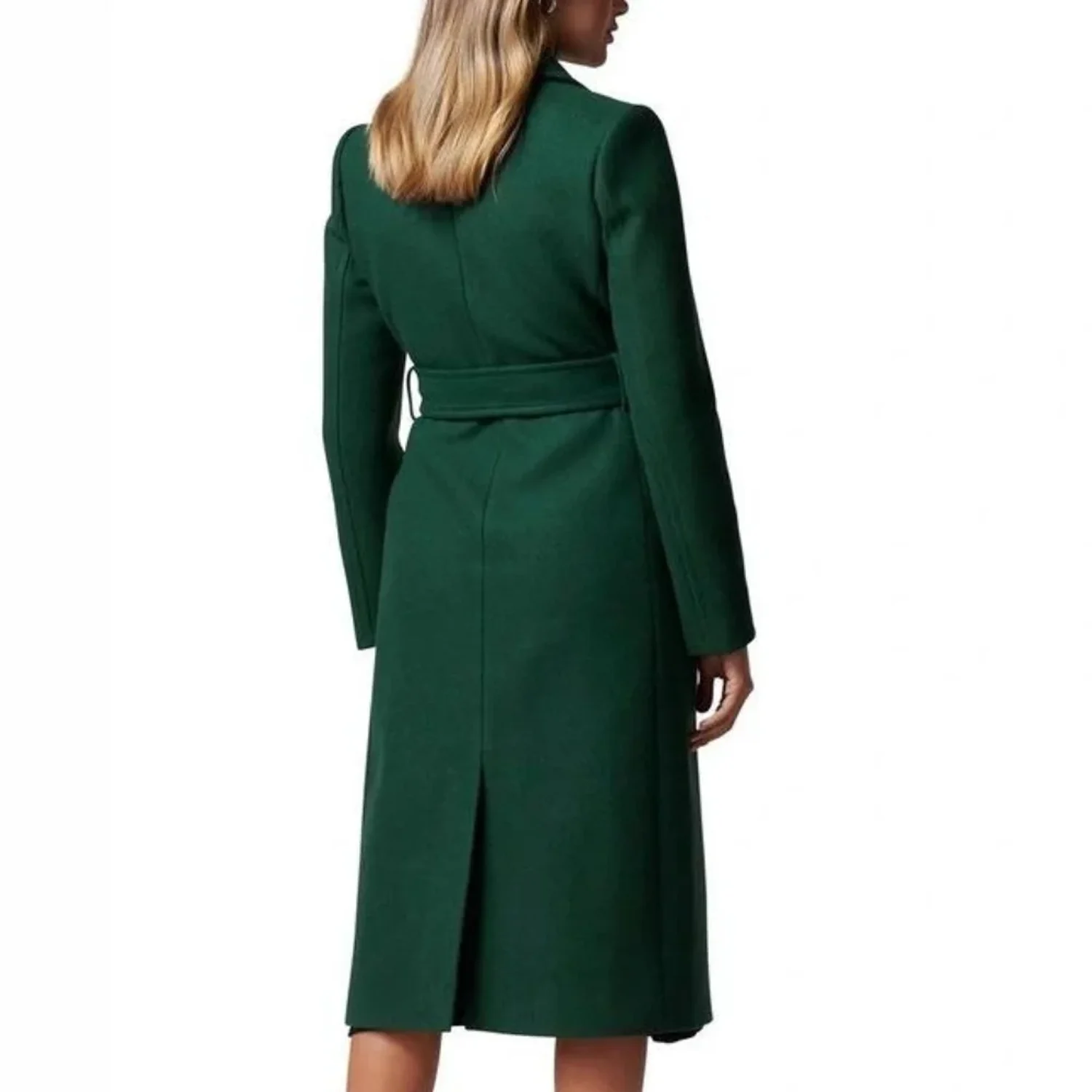 Long Green Wool Coat For Womens - Image 2