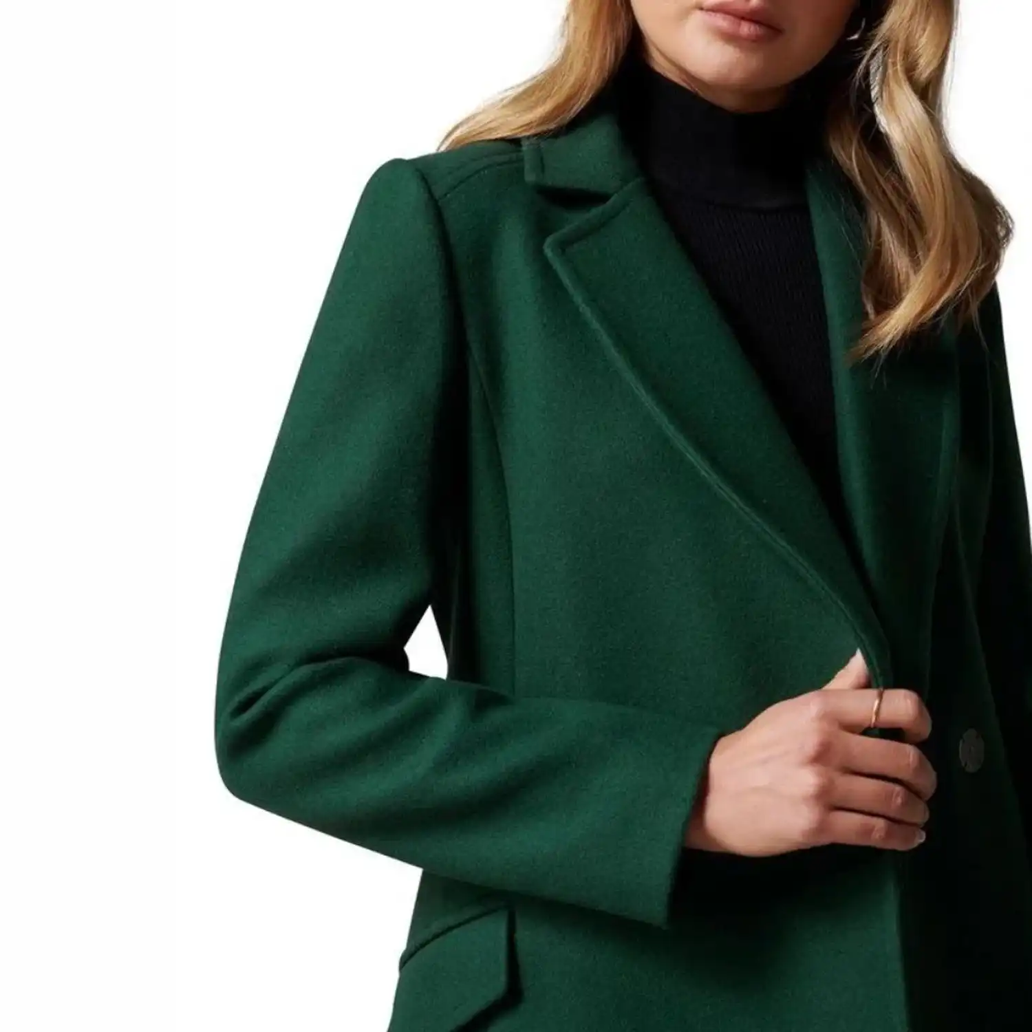 Long Green Wool Coat For Womens - Image 4
