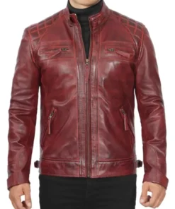 Maroon Leather Jacket Mens