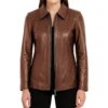Marsha-Shirt-Collar-Zip-Up-Genuine-Leather-Cognac-Jacket-For-Sale.webp