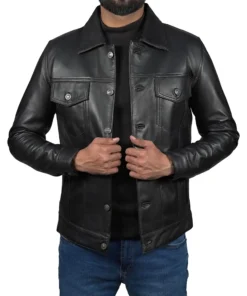 Mens-Black-Lambskin-Leather-Trucker-Jacket.webp