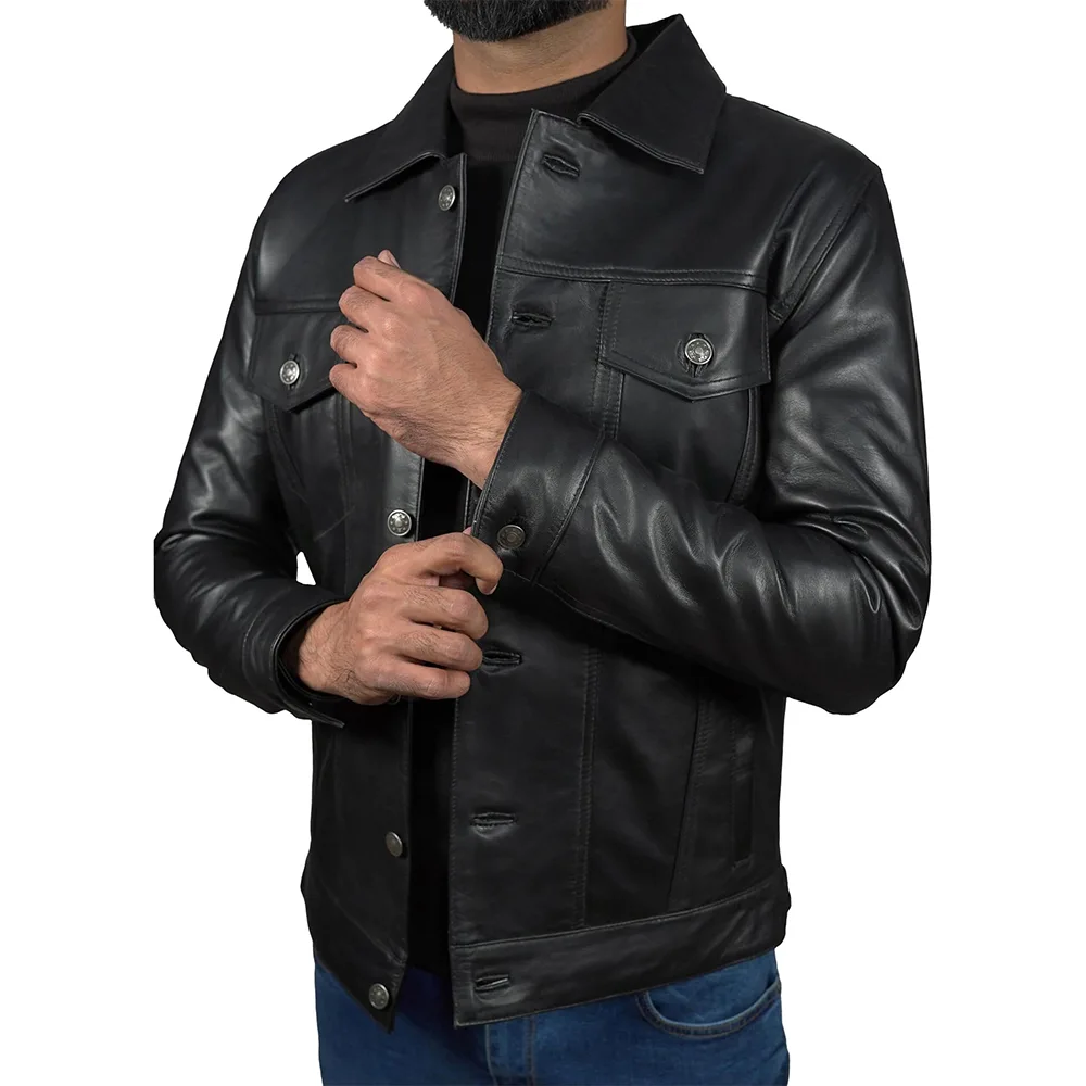 Mens-Black-Lambskin-Leather-Trucker-Jacket-Sleeves.webp