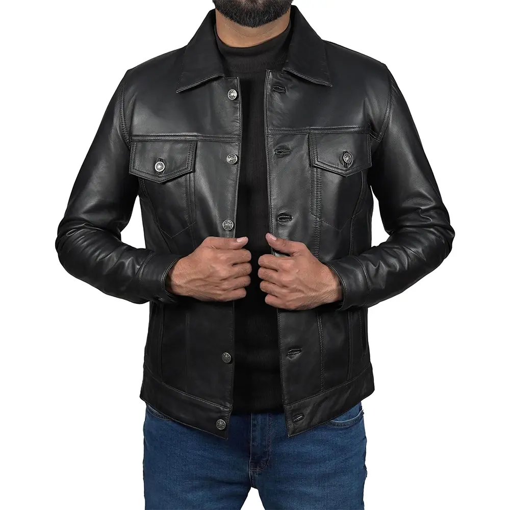 Mens-Black-Lambskin-Leather-Trucker-Jacket.webp