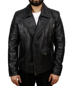 Mens Black Leather Sheepskin Jacket