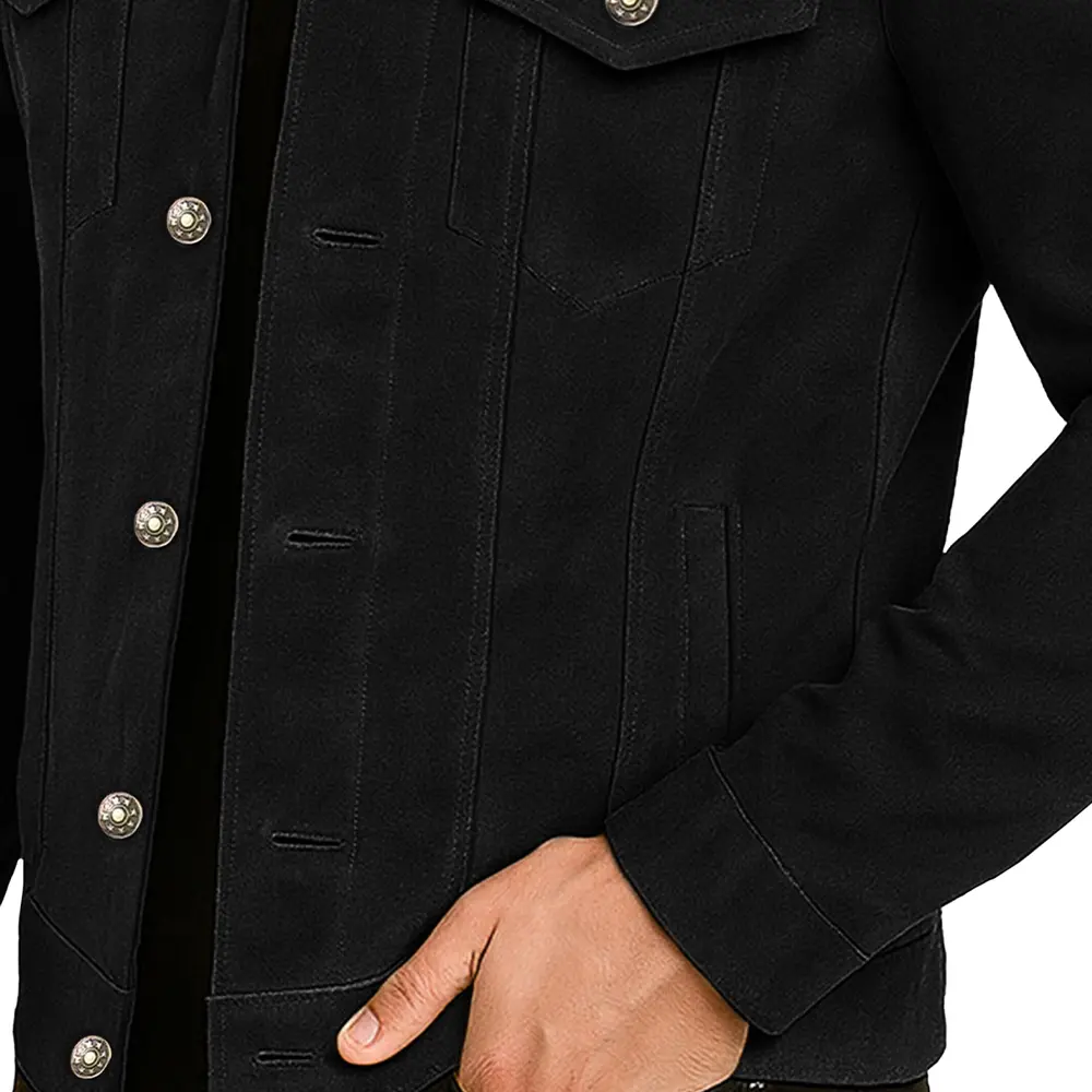 Men's Suede Leather Trucker Jacket - Image 5