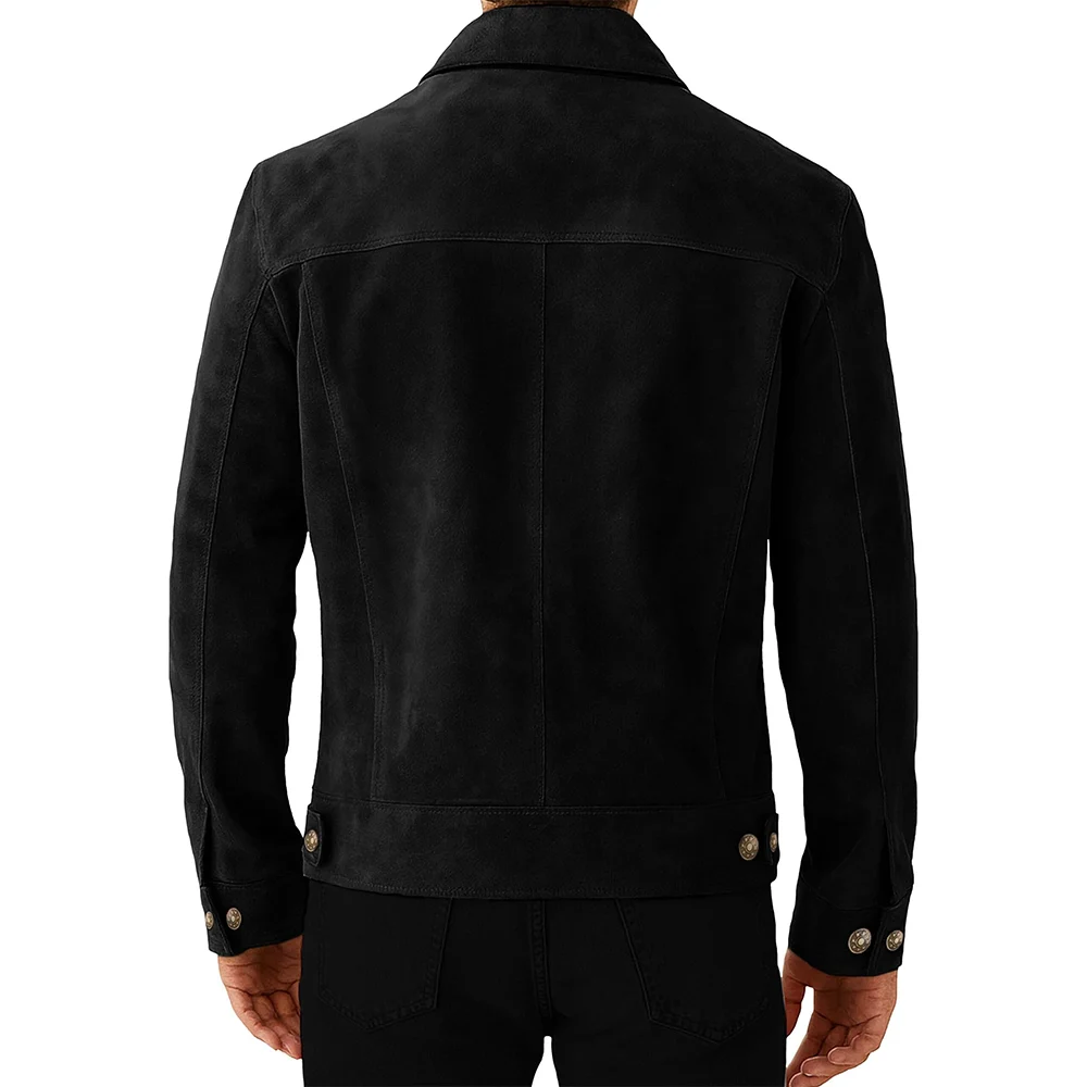 Men's Suede Leather Trucker Jacket - Image 2