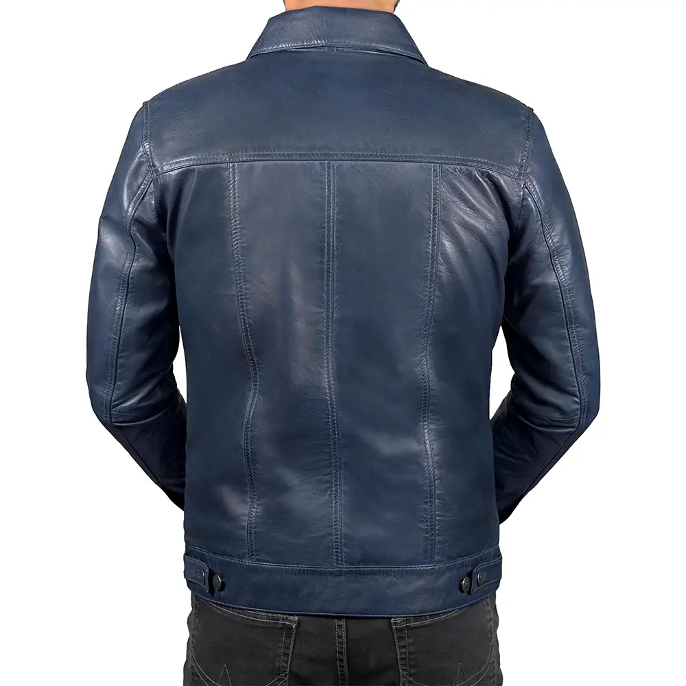 Mens-Blue-Lambskin-Leather-Trucker-Jacket-Back.webp