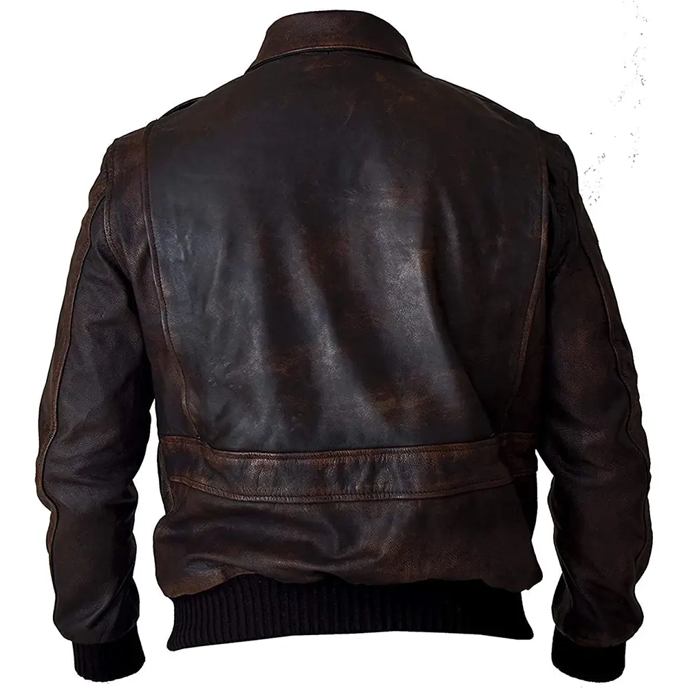 Men’s Brown A2 Aviator WWII Leather Bomber Jacket - Image 4