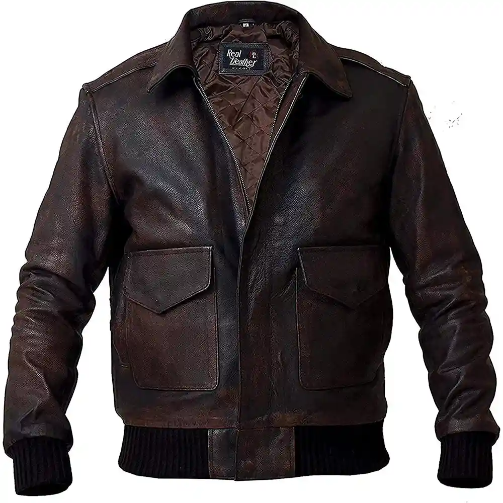 Men’s Brown A2 Aviator WWII Leather Bomber Jacket