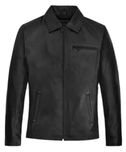 Mens Christian Bale Black Leather Jacket
