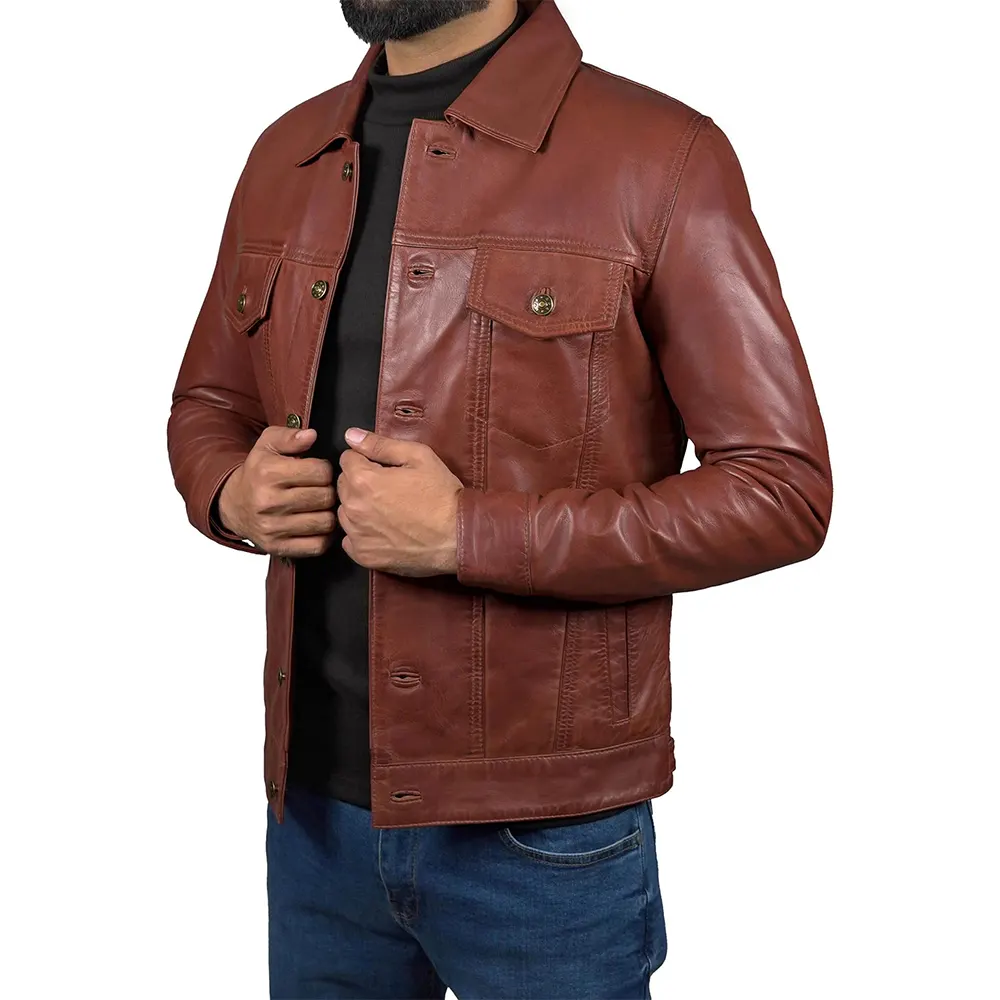 Mens-Cognac-Lambskin-Leather-Trucker-Jacket-Front.webp