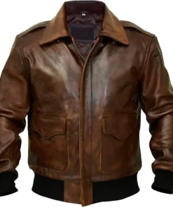 Men's Distressed Brown A-2 Aviator Bomber Leather Jacket