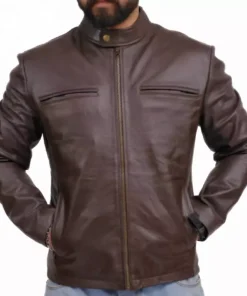 Mens Real Leather Biker Jacket