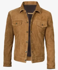 Mens-Real-Suede-Tan-Trucker-Style-Jacket-front.webp