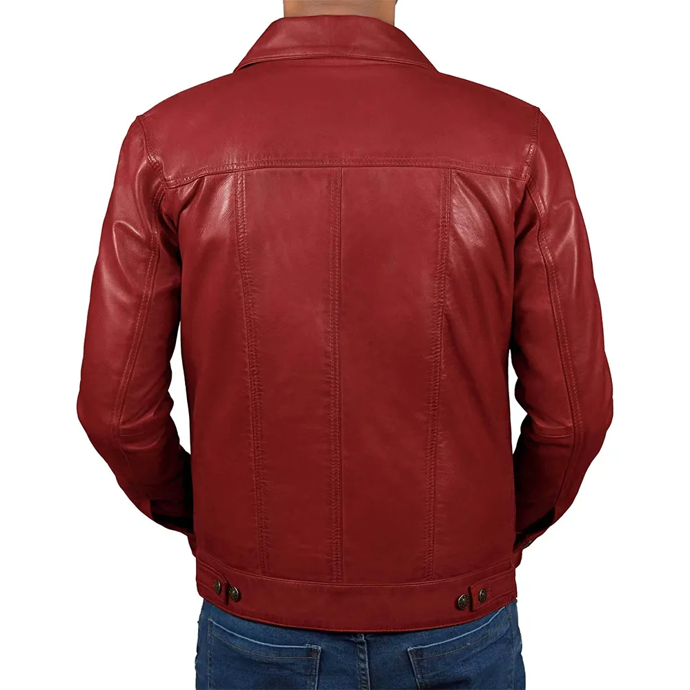 Mens-Red-Lambskin-Leather-Trucker-Jacket-Back.webp